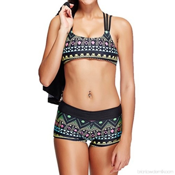 Joymode Swim Joymode Pc Bandeau Bikini Tank Aztec Neon Swim